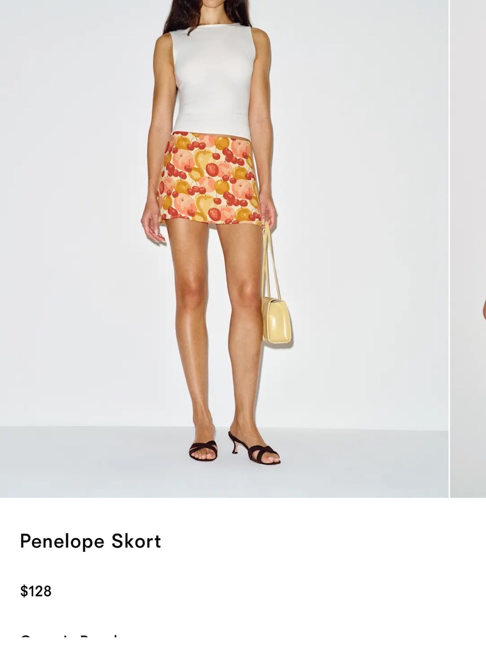 Reformation Yellow Peach & Coral Cherry Print Mini Skirt